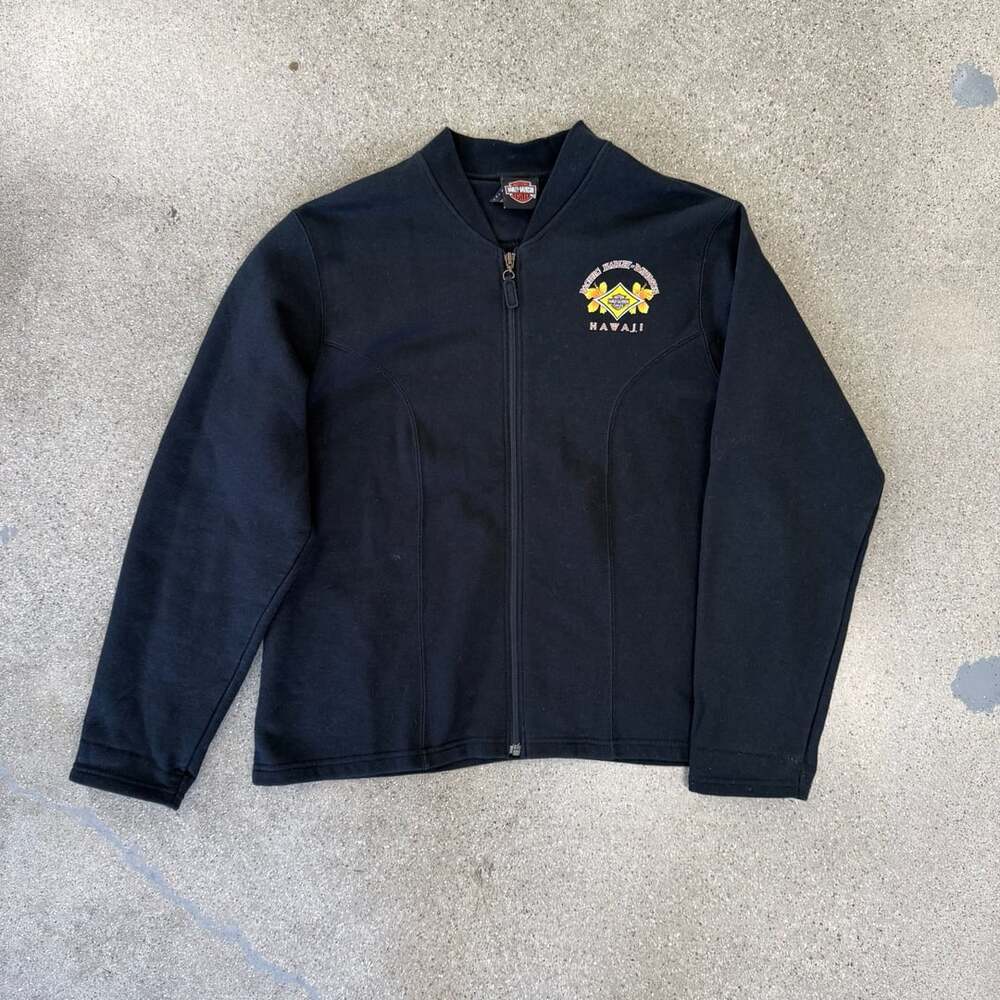 Vintage Pacific Harley-Davidson Hawaii Full Zip Bomber Jacket Black 2X-Large